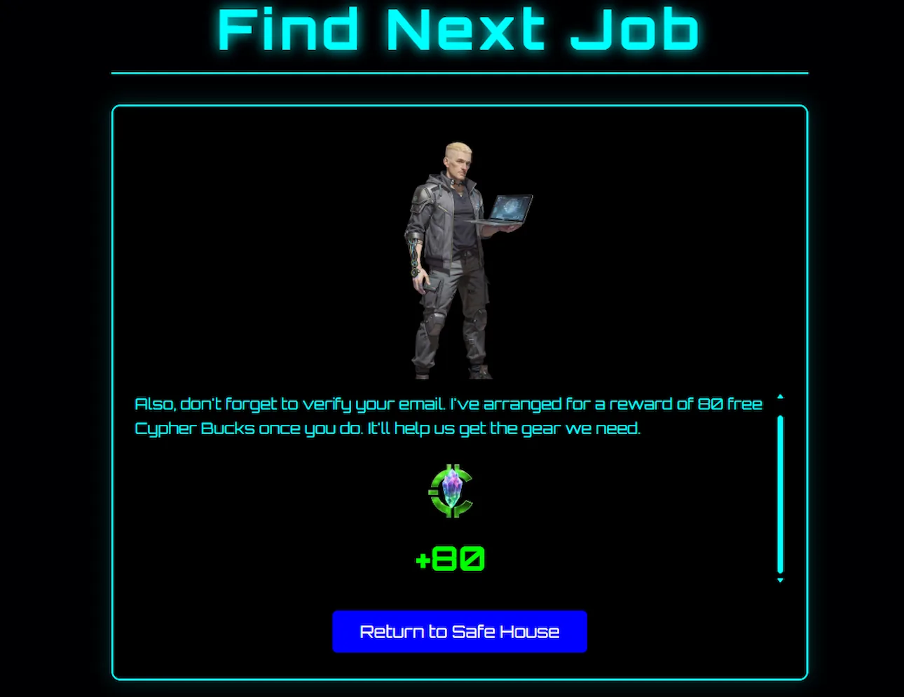 Grid Lock Heist verify email popup